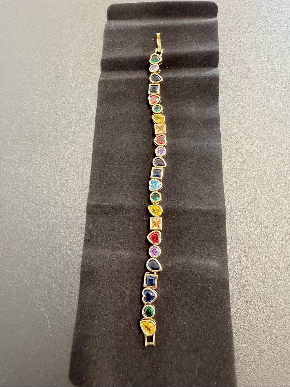 Camila Coelho | Vibrant Rainbow CZ Heart Tennis Bracelet 💛🩵💚❤️ - Picture 7 of 7